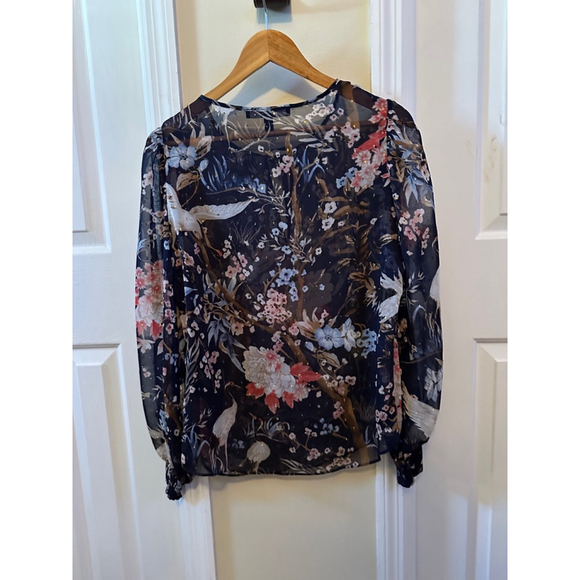 Women's White House Black Shear Sparkly‎ Market Blouse, S, Navy Multi - Picture 4 of 5